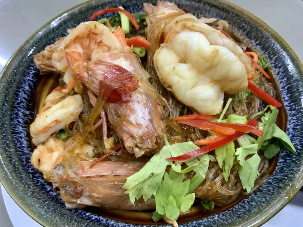 Tiger Prawns Baked With Glass Noodles