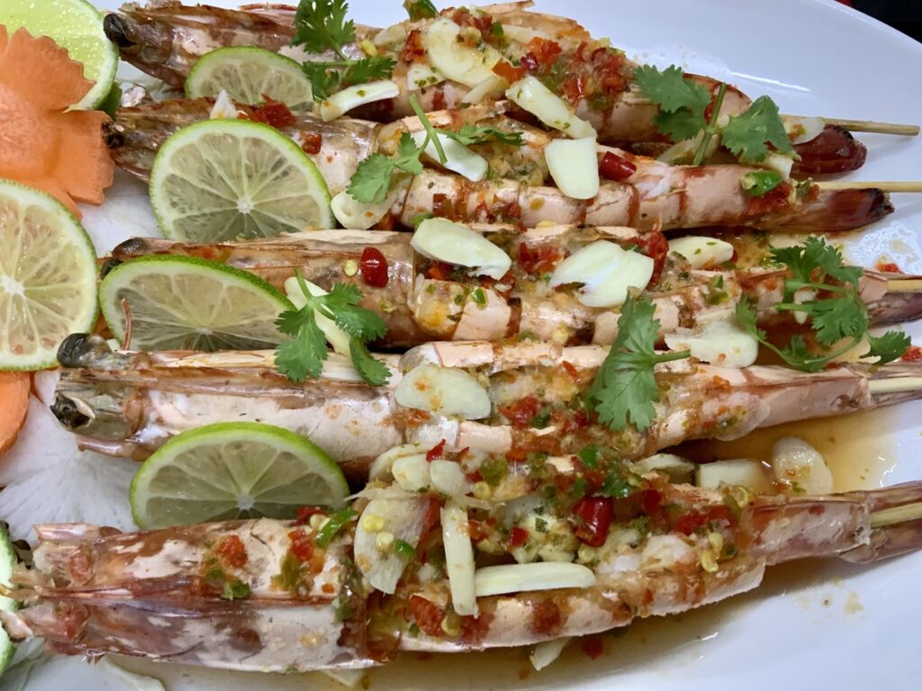 Steamed Tiger Prawns With Chili Lime Sauce